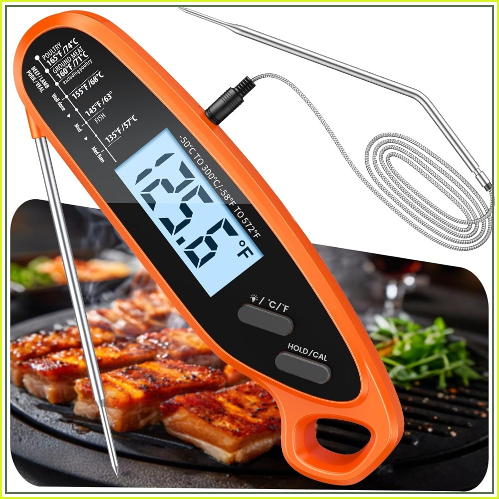 Instant Read Thermometer - Dual Probe Digital Meat Thermometer with