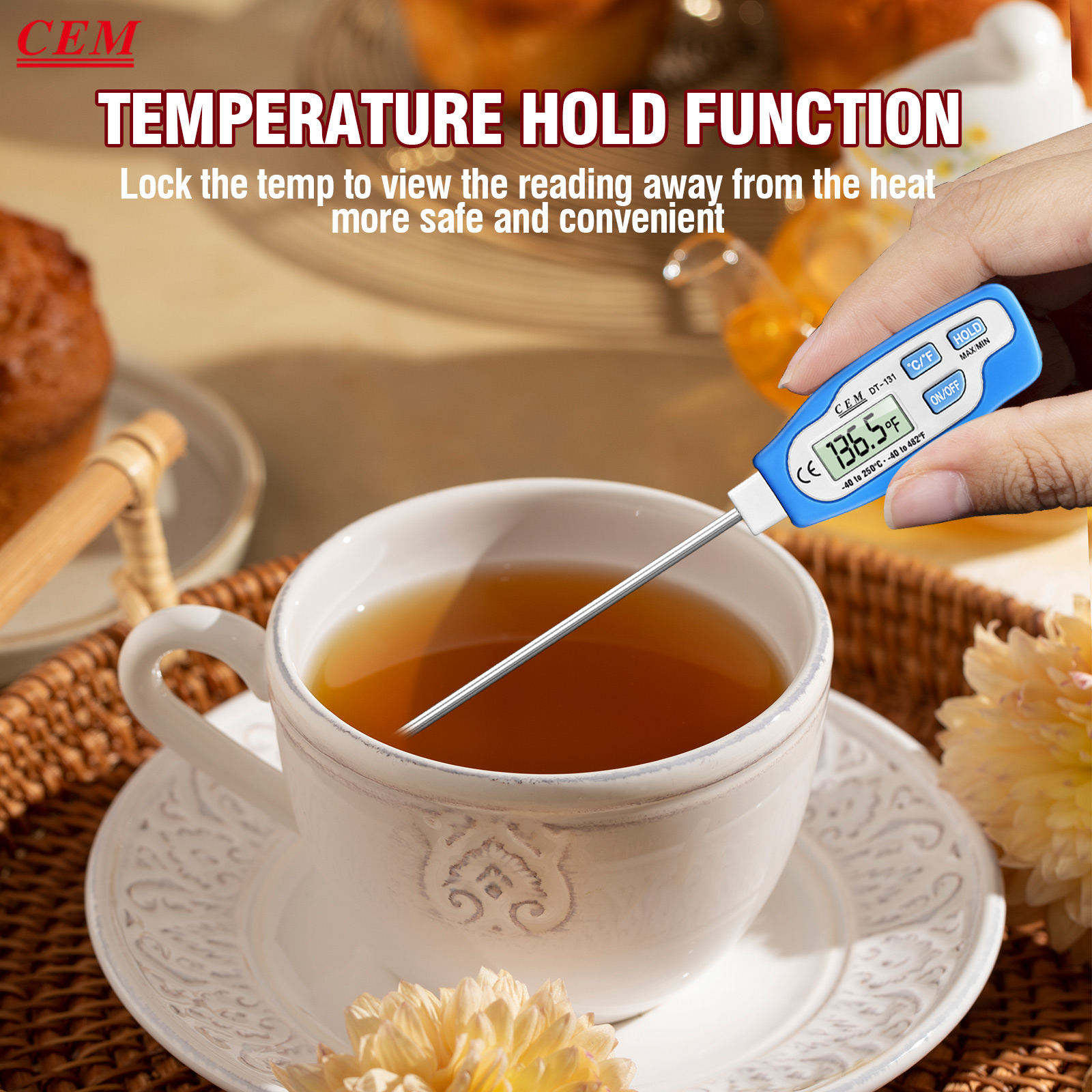 Instant Read Thermometer - CEM Meat Thermometer Digital, Instant Read