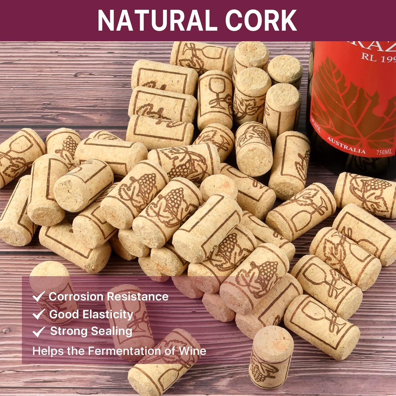 100pcs Wine Cork Stopper Natur - Kitchen Handy Gadgets บทวิจารณ์และราคา