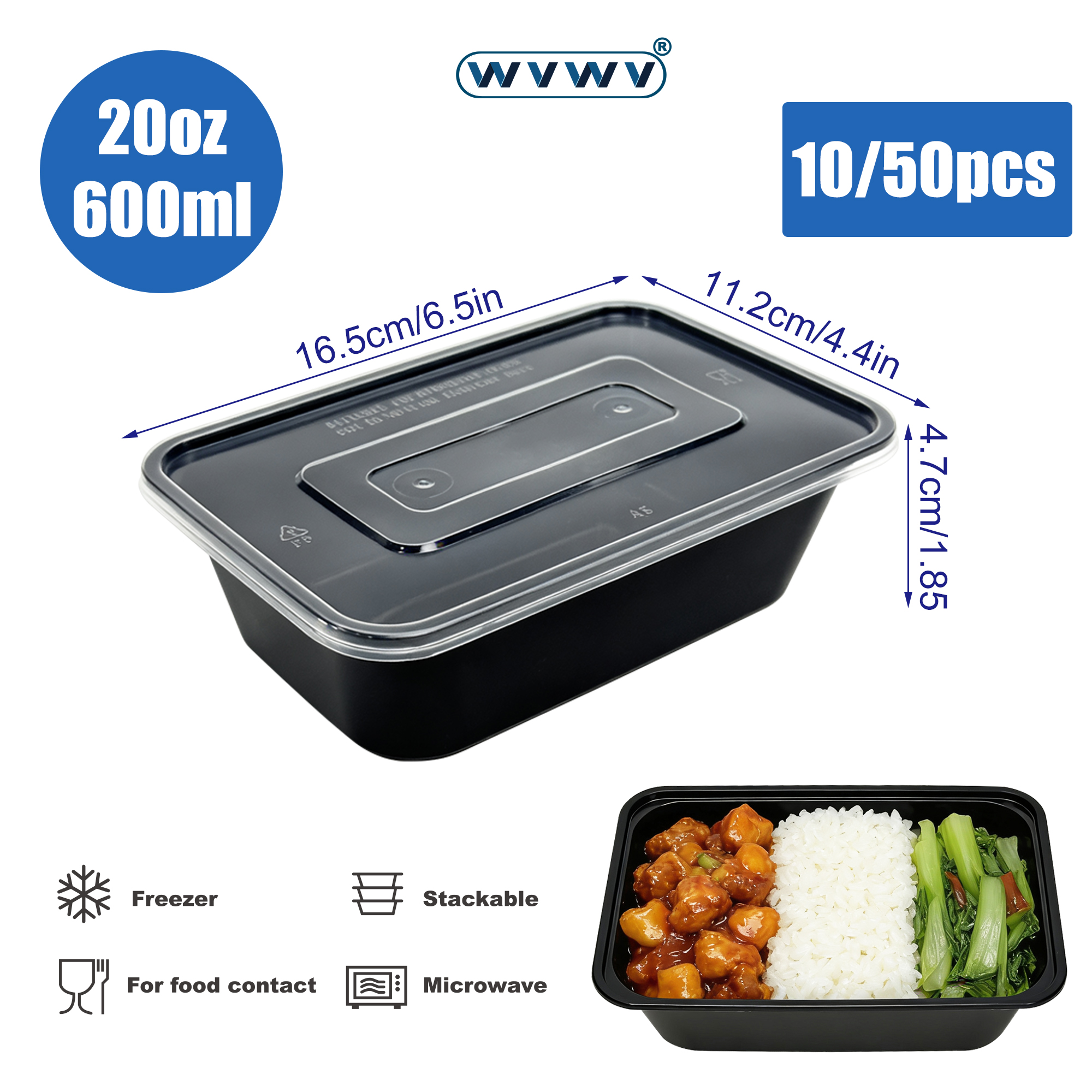 10/50Pcs 20Oz/600Ml Black Lunc - Kitchen Gadgets Store บทวิจารณ์และราคา