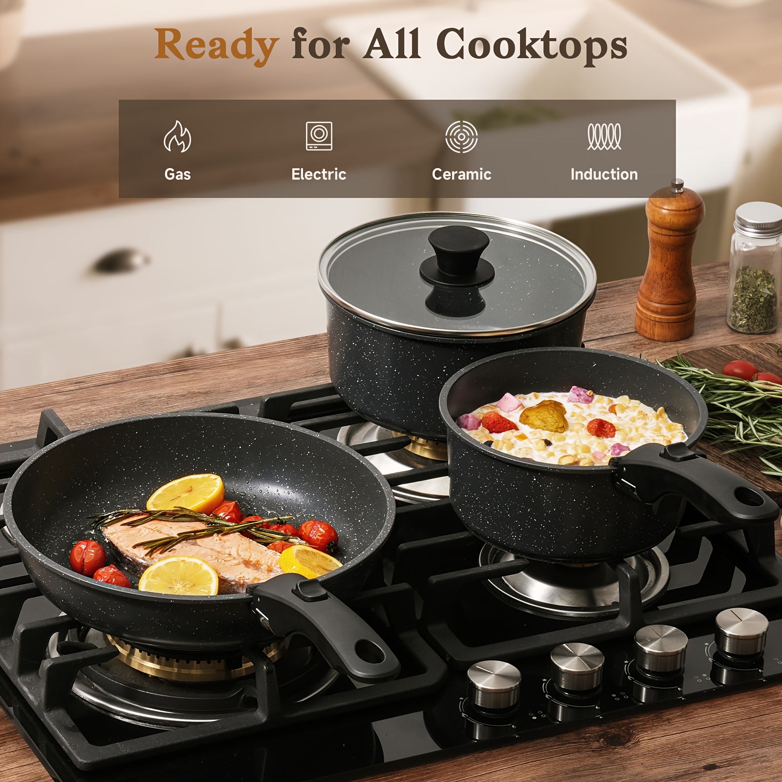 15 Pots And Pans Set Set, Non- - Kitchen Gadgets Home Party บทวิจารณ์และราคา