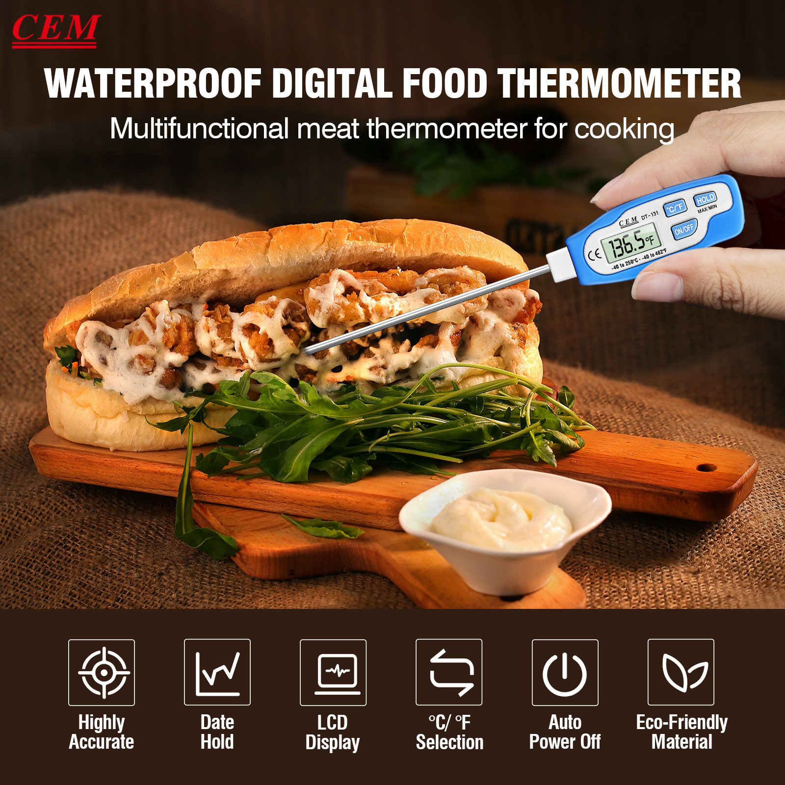 CEM Meat Thermometer Digital,  - Instant Read Thermometer บทวิจารณ์และราคา