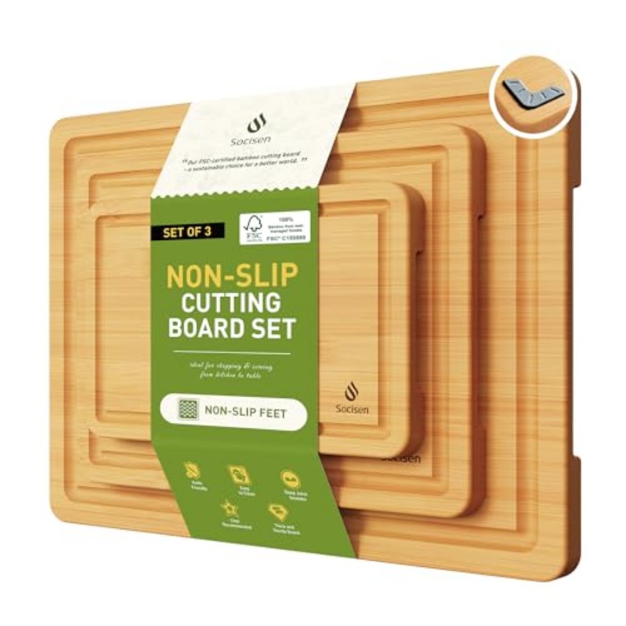 Bamboo Cutting Board Set Non S - Kitchen Gadgets To Have บทวิจารณ์และราคา