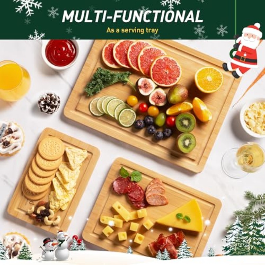 Bamboo Cutting Board Set Non S - Kitchen Gadgets To Have บทวิจารณ์และราคา