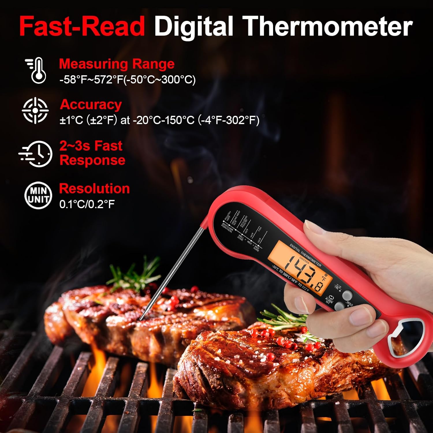 Long Cable Professional Meat T - Instant Read Thermometer บทวิจารณ์และราคา
