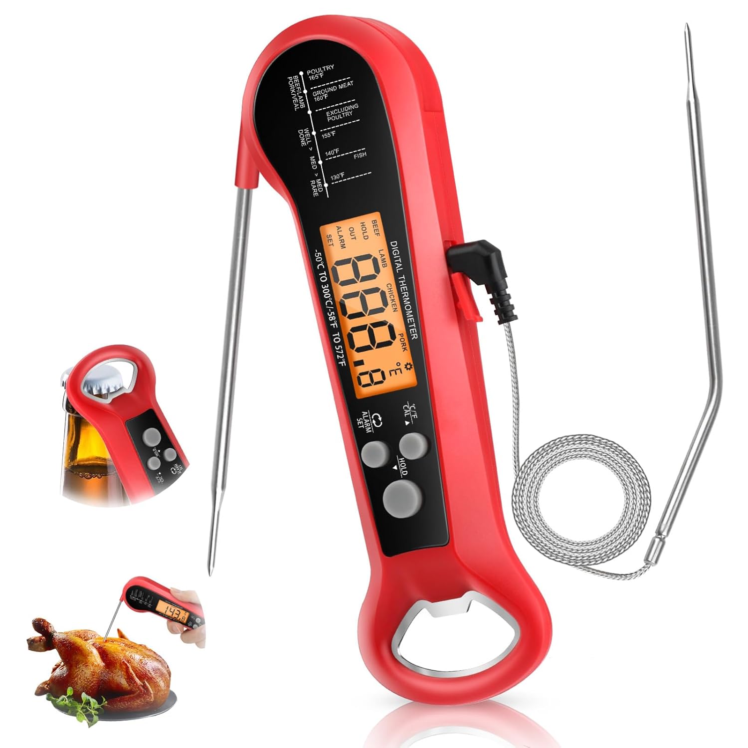 Long Cable Professional Meat T - Instant Read Thermometer บทวิจารณ์และราคา