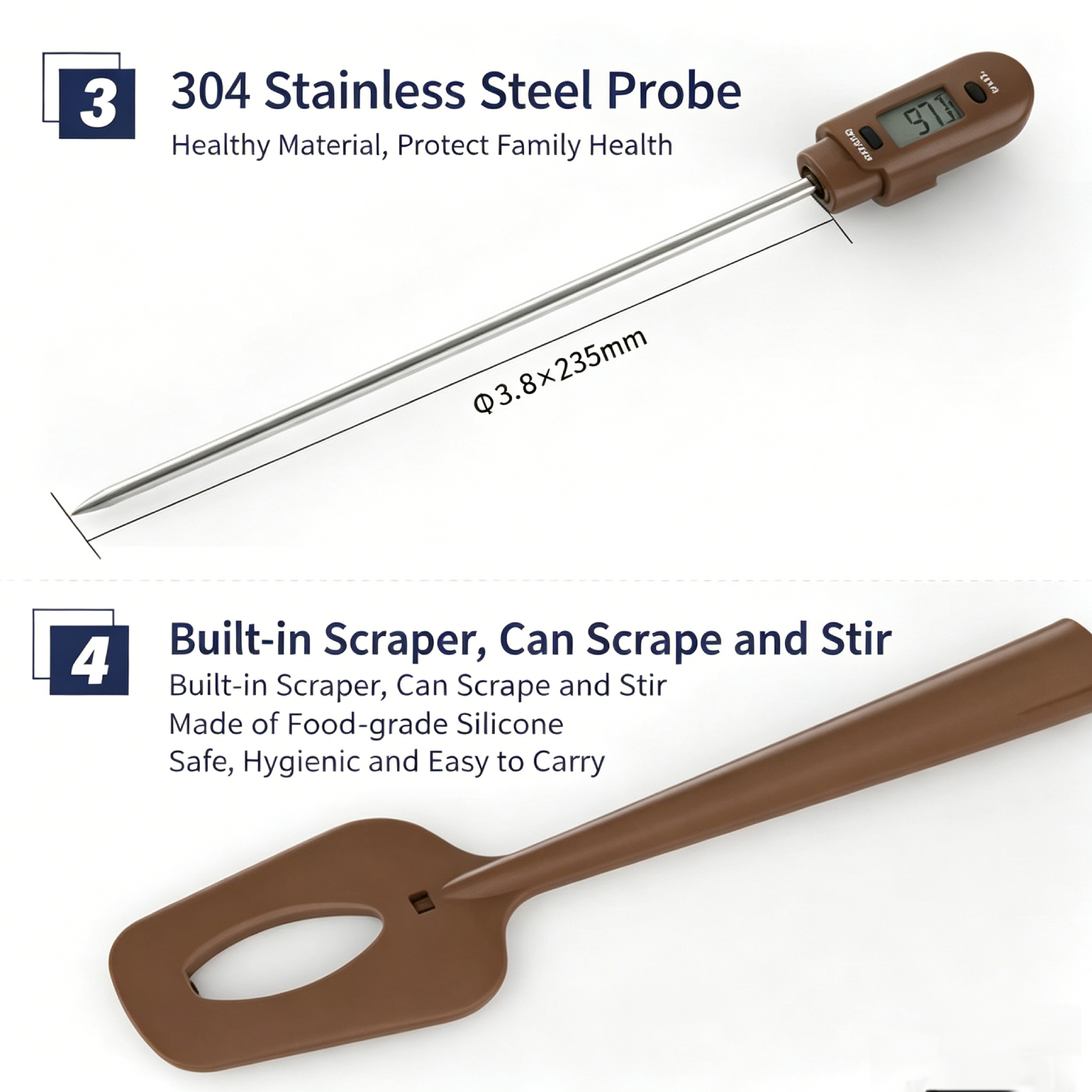 2-in-1 Spatula Thermometer, In - Instant Read Thermometer บทวิจารณ์และราคา